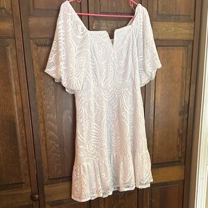 Cato White Lace Midi Dress
